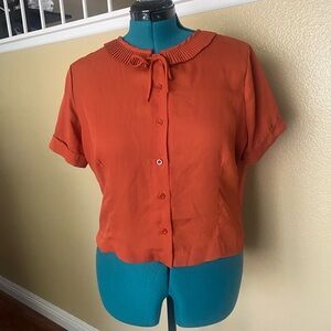 EUC Tatyana Tailor & Twirl Orange Blouse - 1X (Fits like XL)